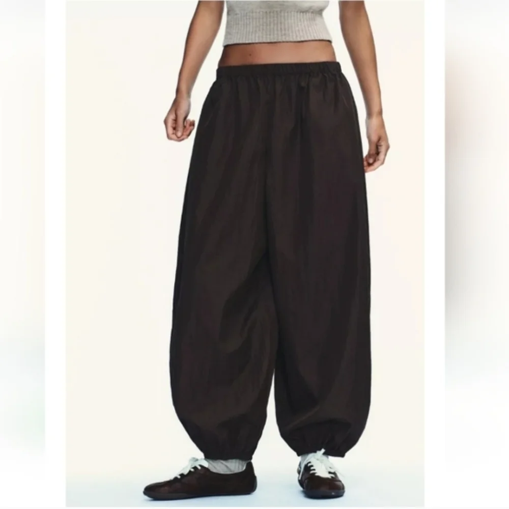 Zara Balloon Pants Brown Nylon Size XS M
